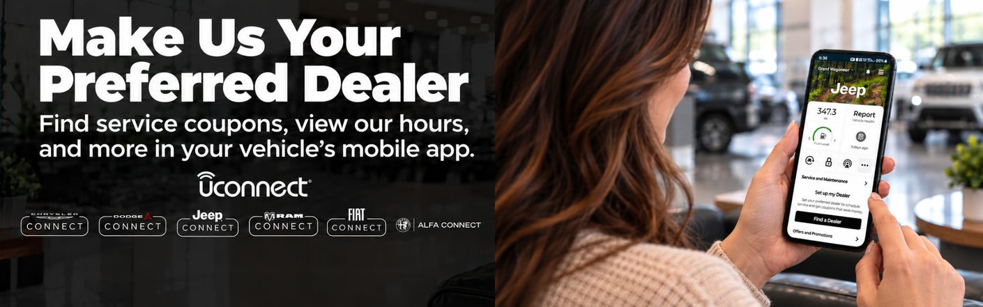 uconnect® make us your preferred dealer | Freedom Chrysler Dodge Jeep Ram Fairfield in Fairfield TX