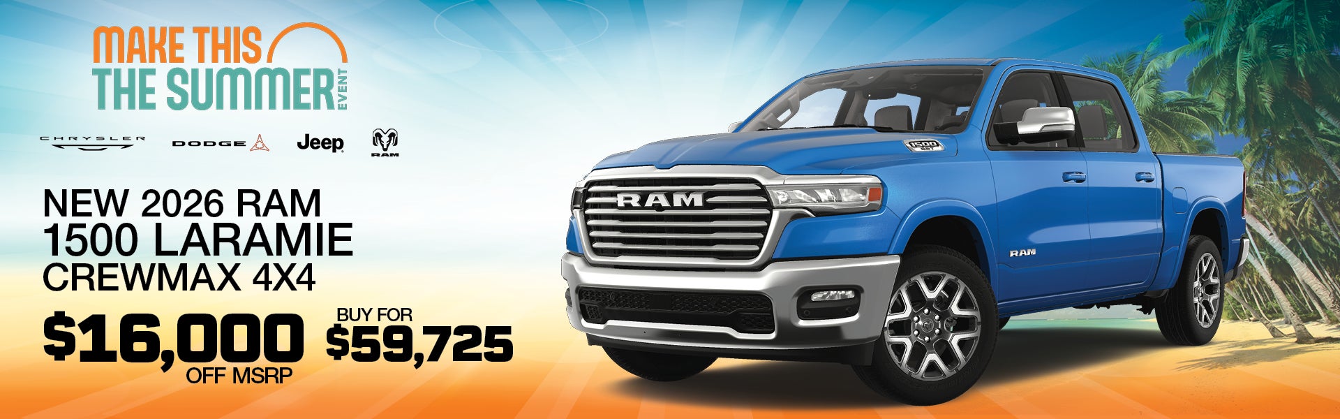 2026 RAM 1500 crew cab 4x4 Laramie $16000 off MSRP buy for $